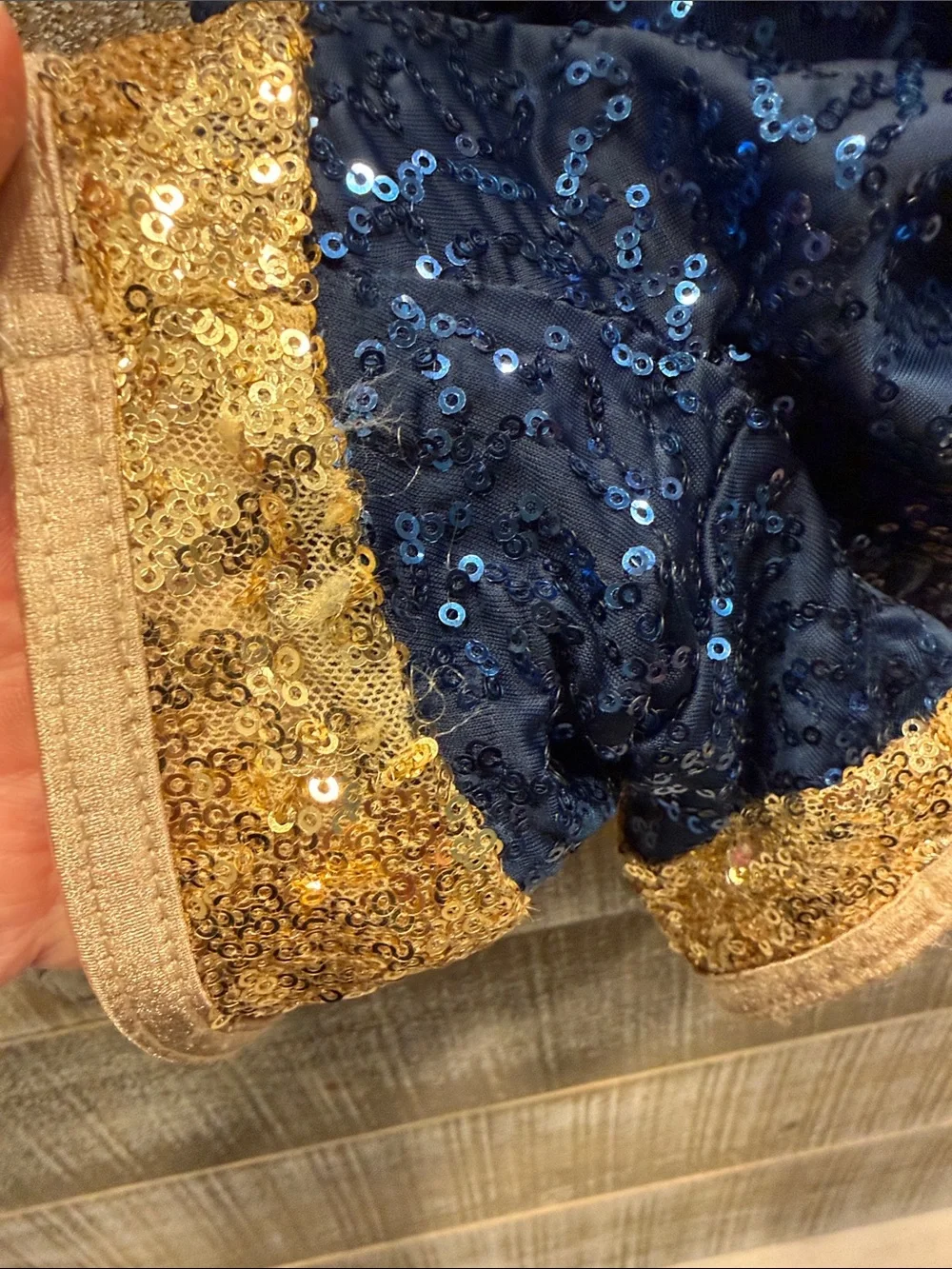 Weissman’s Girls M, Navy/ Gold Sequin Dance Figure Skating Costume with Hat